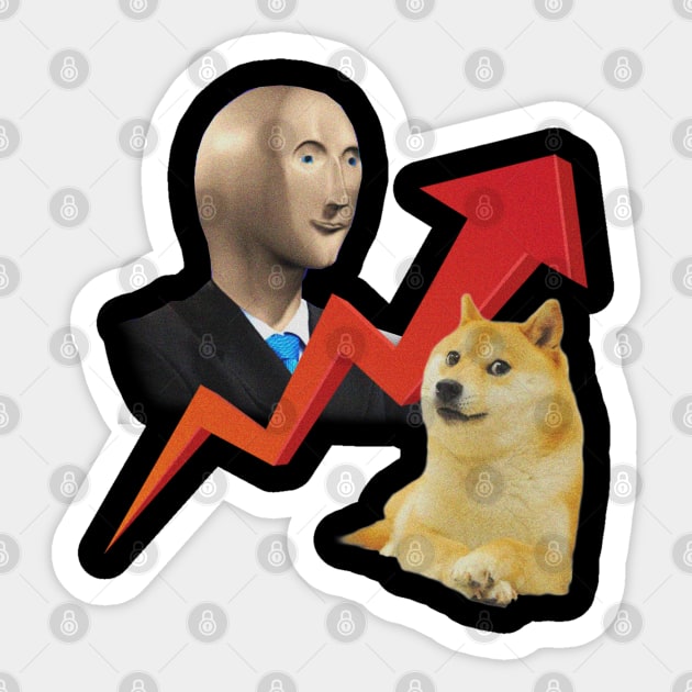 stonks and doge Sticker by deemoogs
